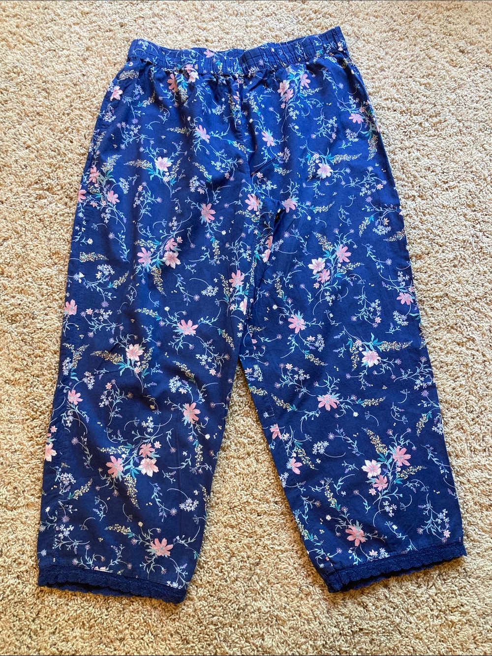 Charter Club Navy Floral Elastic-Waist Girls Bottoms